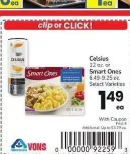 Albertsons Celsius 12 oz. or Smart Ones 6.49-9.25 oz. - Select Varieties offer