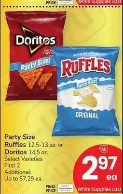 Albertsons Party Size Ruffes 12.5-13 oz. or Doritos 14.5 oz. - Select Varieties offer