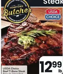 Albertsons USDA Choice Beef T-Bone Steak - Bone - In, Value Pack offer