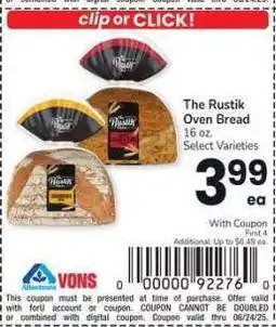 Albertsons The Rustik Oven Bread - 16 oz. Select Varieties offer