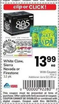 Albertsons White Claw, Sierra Nevada or Firestone - 12 pk offer