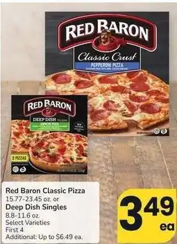 Albertsons Red Baron Classic Pizza 15.77-23.45 oz. or Deep Dish Singles 8.8-11.6 oz. - Select Varieties offer