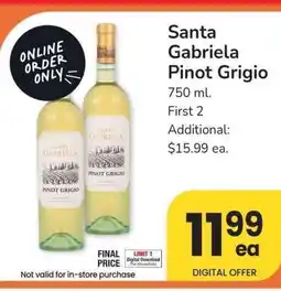 Albertsons Santa Gabriela Pinot Grigio - 750 ml offer