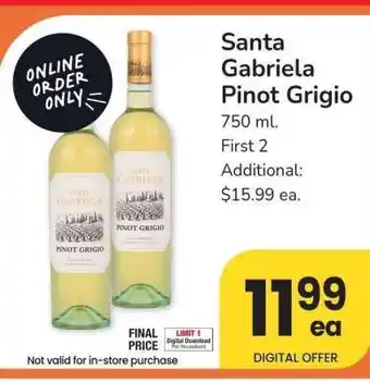 Albertsons Santa Gabriela Pinot Grigio - 750 ml offer