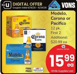 Albertsons Modelo, Corona or Pacifico - 12 pk offer