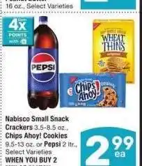 Albertsons Nabisco Small Snack Crackers 3.5-8.5 oz., Chips Ahoy! Cookies 9.5-13 oz. or Pepsi 2 ltr offer