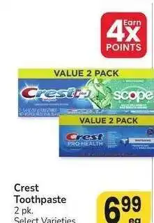 Albertsons Crest Toothpaste - 2 pk. Select Varieties offer