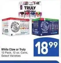 Albertsons White Claw or Truly* - 12 Pack, 12 oz. Cans, Select Varieties offer