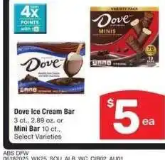 Albertsons Dove Ice Cream Bar 3 ct., 2.89 oz. or Mini Bar 10 ct. - Select Varieties offer