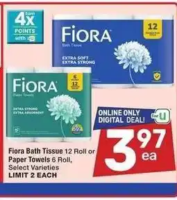 Albertsons Fiora Bath Tissue 12 Roll or Paper Towels 6 Roll - Select Varieties offer