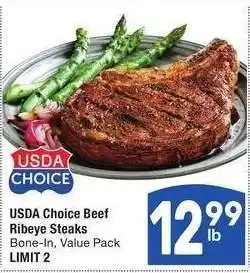 Albertsons USDA Choice Beef Ribeye Steaks - Bone - In, Value Pack offer