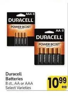 Albertsons Duracell Batteries - 8 ct., AA or AAA Select Varieties offer