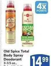 Albertsons Old Spice Total Body Spray Deodorant - 3-3.5 oz., Select Varieties offer