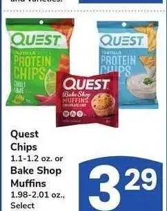 Albertsons Quest Chips 1.1-1.2 oz. or Bake Shop Muffins 1.98-2.01 oz. - Select Varieties offer
