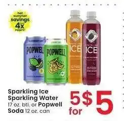 Albertsons Sparkling Ice Sparkling Water 17 oz. btl. or Popwell Soda 12 oz. can offer
