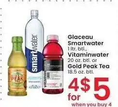 Albertsons Glaceau Smartwater 1 ltr. btl., Vitaminwater 20 oz. btl. or Gold Peak Tea 18.5 oz. btl offer