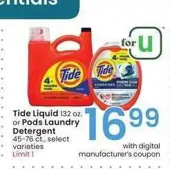 Albertsons Tide Liquid 132 oz. or Pods Laundry Detergent 45-76 ct. - select varieties offer