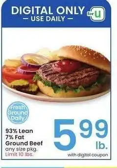 Albertsons 93% Lean 7% Fat Ground Beef - any size pkg offer