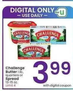 Albertsons Challenge Butter 1 lb., quarters or Spread 13-15 oz offer