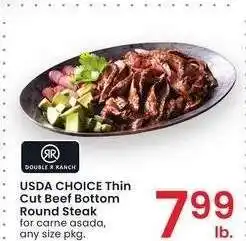Albertsons USDA CHOICE Thin Cut Beef Bottom Round Steak - for carne asada, any size pkg offer