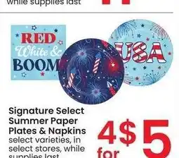 Albertsons Signature Select Summer Paper Plates & Napkins - select varieties offer