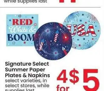Albertsons Signature Select Summer Paper Plates & Napkins - select varieties offer