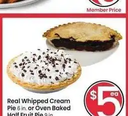 Albertsons Real Whipped Cream Pie 6 in. or Oven Baked Half Fruit Pie 9 in. - Selected varieties offer