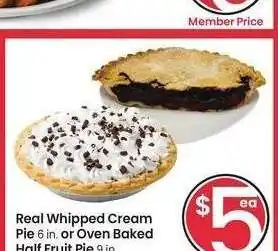 Albertsons Real Whipped Cream Pie 6 in. or Oven Baked Half Fruit Pie 9 in. - Selected varieties offer