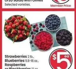 Albertsons Strawberries 2 lb., Blueberries 9.8-18 oz., Raspberries or Blackberries 12 oz. - Selected varieties offer