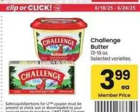 Albertsons Challenge Butter - 13-16 oz. Selected varieties offer