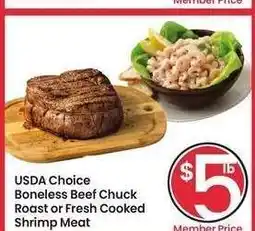 Albertsons USDA Choice Boneless Beef Chuck Roast or Fresh Cooked Shrimp Meat offer