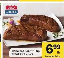 Albertsons Boneless Beef Tri-Tip Steaks - Value pack offer