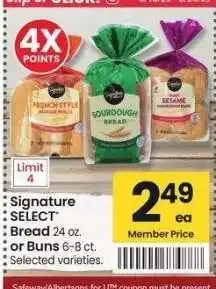 Albertsons Signature SELECT Bread 24 oz. or Buns 6-8 ct. - Selected varieties offer