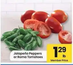 Albertsons Jalapeño Peppers or Roma Tomatoes offer