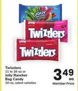 Albertsons Twizzlers 11 to 16-oz or Jolly Rancher Bag Candy 10-oz - select varieties offer