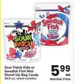 Albertsons Sour Patch Kids or Swedish Fish Mini Stand-Up Bag Candy - 28.8 - oz, select varieties offer