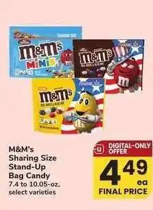 Albertsons M&M's Sharing Size Stand-Up Bag Candy - 7.4 to 10.05 - oz, select varieties offer