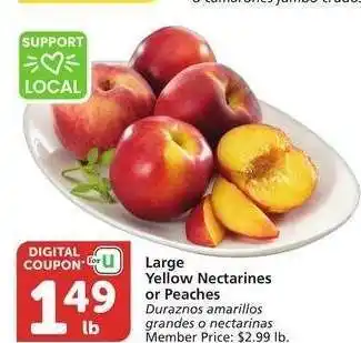 Albertsons Large Yellow Nectarines or Peaches - Member Price: $2.99 lb offer