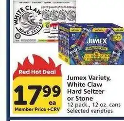 Albertsons Jumex Variety, White Claw Hard Seltzer or Stone - 12 pack., 12 oz. cans Selected varieties offer