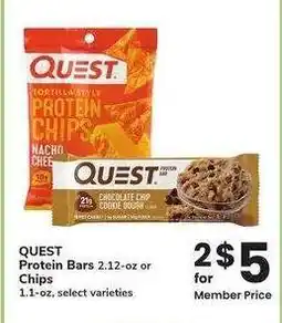 Albertsons Quest Protein Bars 2.12 oz. or Chips 1.1 oz. - select varieties offer