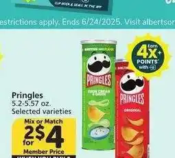 Albertsons Pringles - 5.2-5.57 oz. Selected varieties Single Price: $2.99 Mix or Match offer