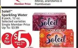 Albertsons Soleil Sparkling Water - 8 pack, 12 oz. Selected varieties Single Member Price Up To: $3.99 offer