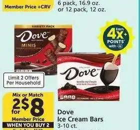 Albertsons Dove Ice Cream Bars - 3-10 ct. Selected varieties Mix or Match Single Price: $5.99 offer