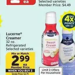Albertsons Lucerne Creamer - 32 oz. Refrigerated Selected varieties Mix or Match offer