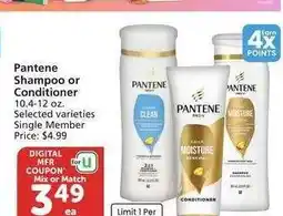 Albertsons Pantene Shampoo or Conditioner - 10.4-12 oz. Selected varieties Single Member Price: $4.99 offer