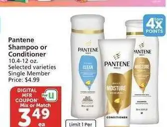 Albertsons Pantene Shampoo or Conditioner - 10.4-12 oz. Selected varieties Single Member Price: $4.99 offer