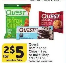 Albertsons Quest Bars 2.12 oz., Chips 1.1 oz. or Bake Shop 1.98-2.01 oz. - Selected varieties offer