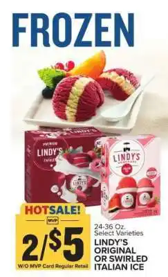 Food Lion LINDY’S ORIGINAL OR SWIRLED ITALIAN ICE offer