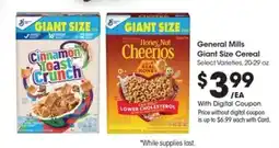 Kroger General Mills Giant Size Cereal offer
