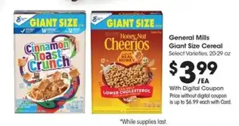 Kroger General Mills Giant Size Cereal offer